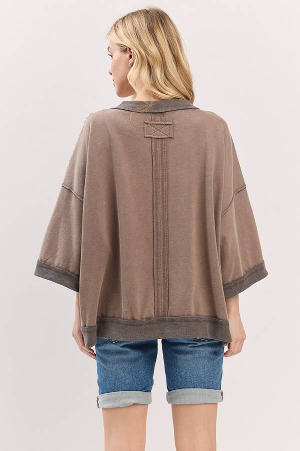 Mineral-Washed Oversized French Terry Top