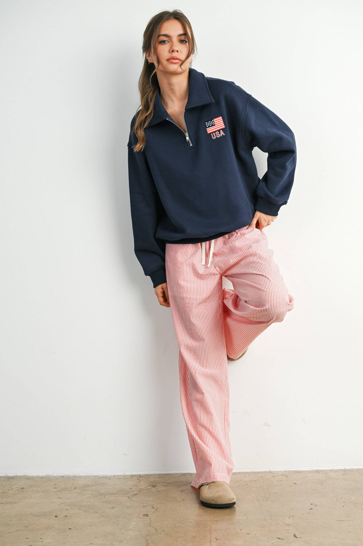 Loose Collared Quarter-Zip