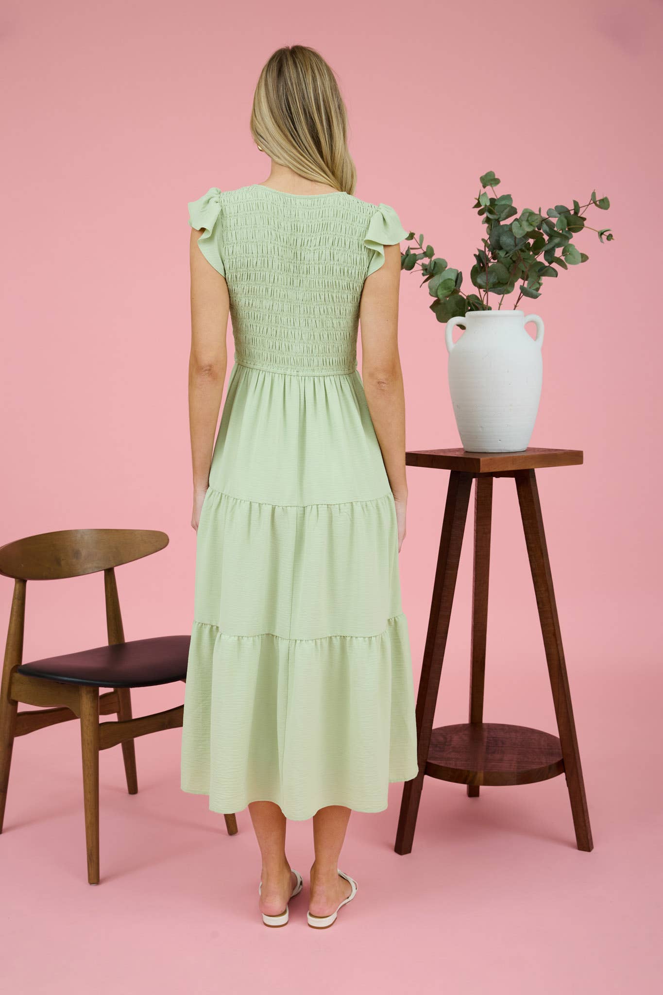 FLUTTER SLEEVE MAXI DRESS: IVORY