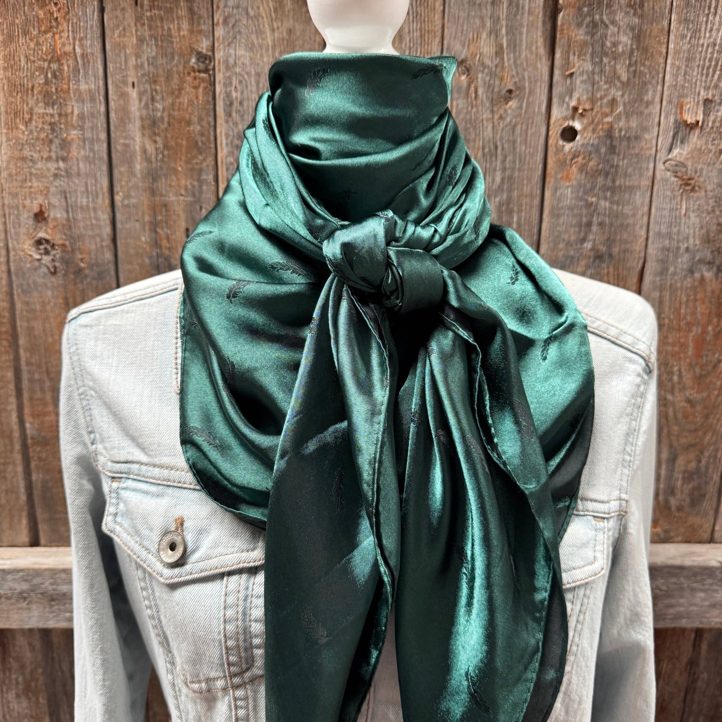 Rodeo Drive - 42X42"  Emerald Jacquard XL Wild Rag / Scarf WR3518