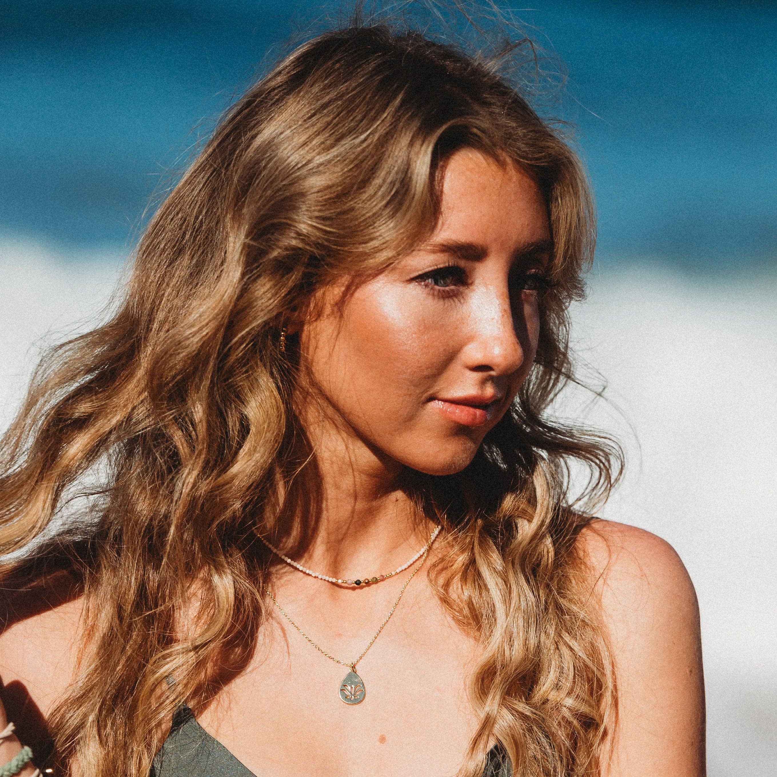 K'lani hair tie bracelets - "Breathe" Gold Lotus Necklace Set