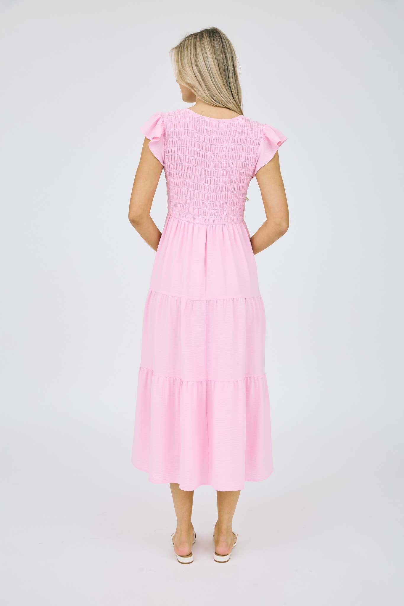 FLUTTER SLEEVE MAXI DRESS: IVORY