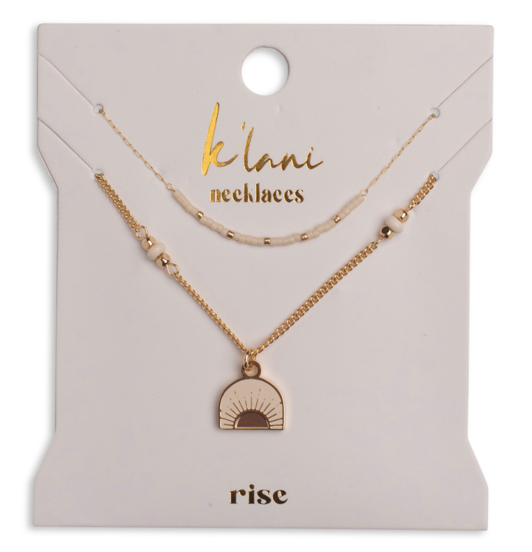 K'lani hair tie bracelets - "Rise" Gold and Cream Sunrise Necklace Set