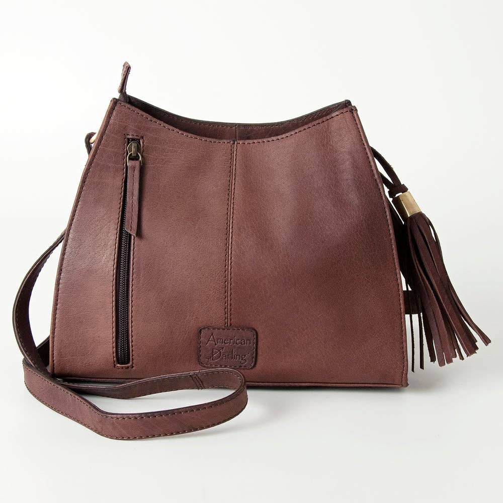 Leopard Print Tooled Leather Bag - Turquoise Concho & Stud Accent