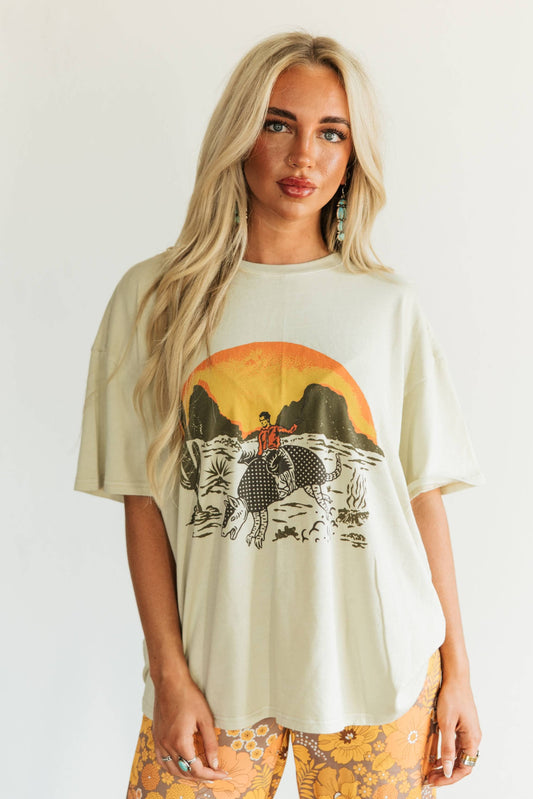 TAN ARMADILLO COWBOY GRAPHIC TEE