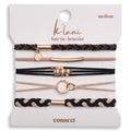 K'lani hair tie bracelets - "Connect" Black and Cream with Gold Accent Hair Tie Bracelets