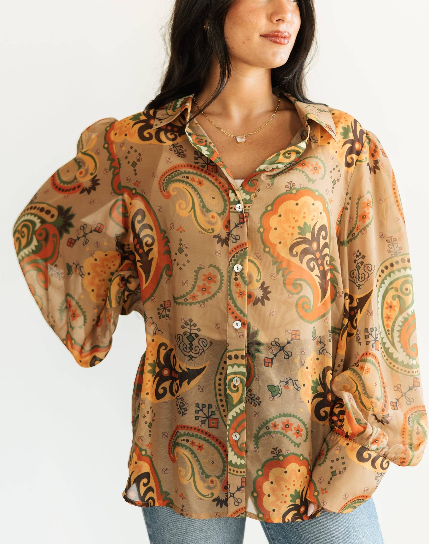 BROWN PAISLEY  BLOUSE