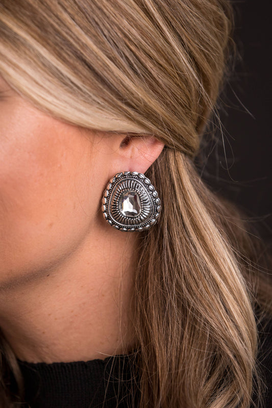 West & Co. - Rhinestone Concho Post Earring