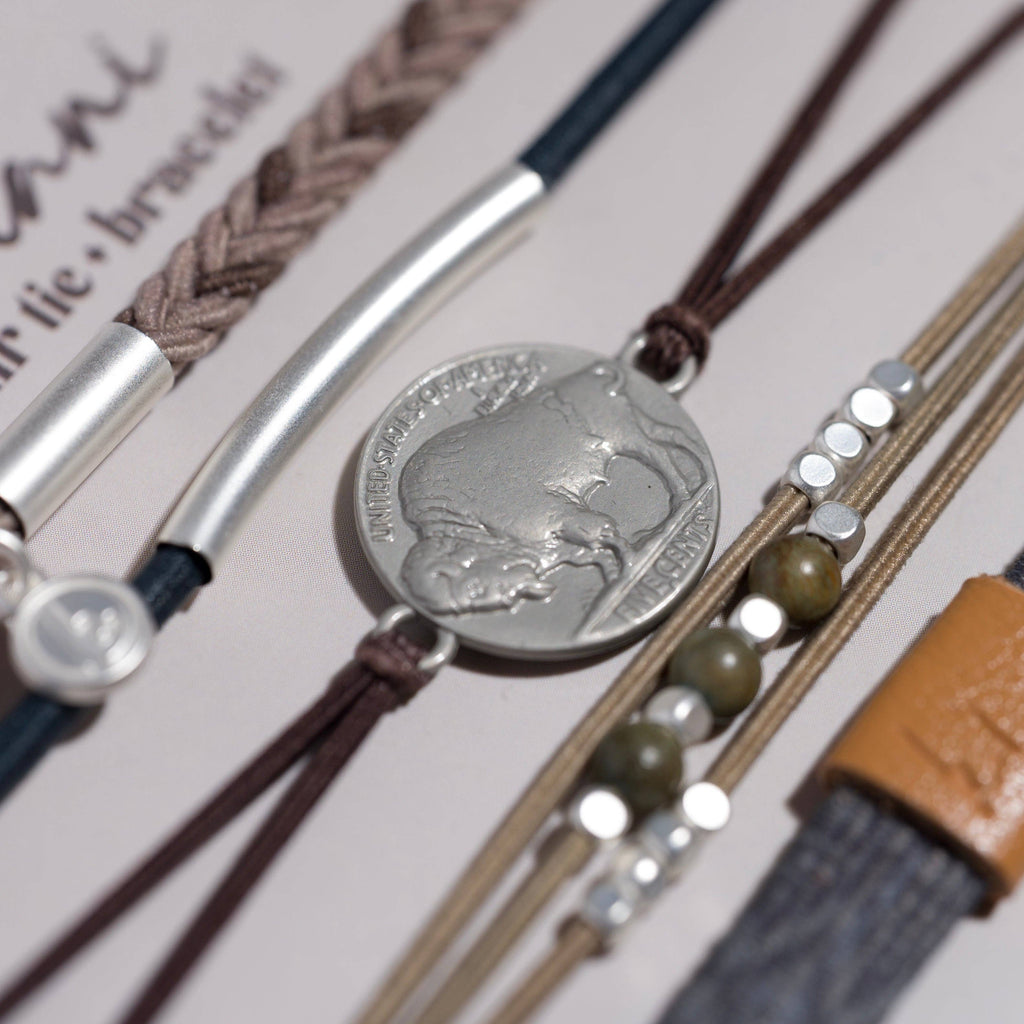 K'lani hair tie bracelets - "Roam" Buffalo Charm Hair Tie Bracelets