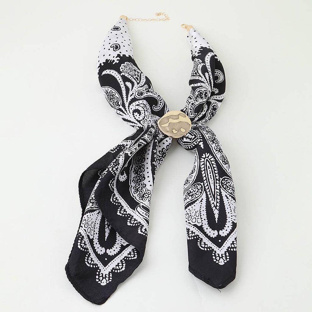 3AM BY H&D ACCESSORIES - Hammered Fabric Scarf Wrap Necklace