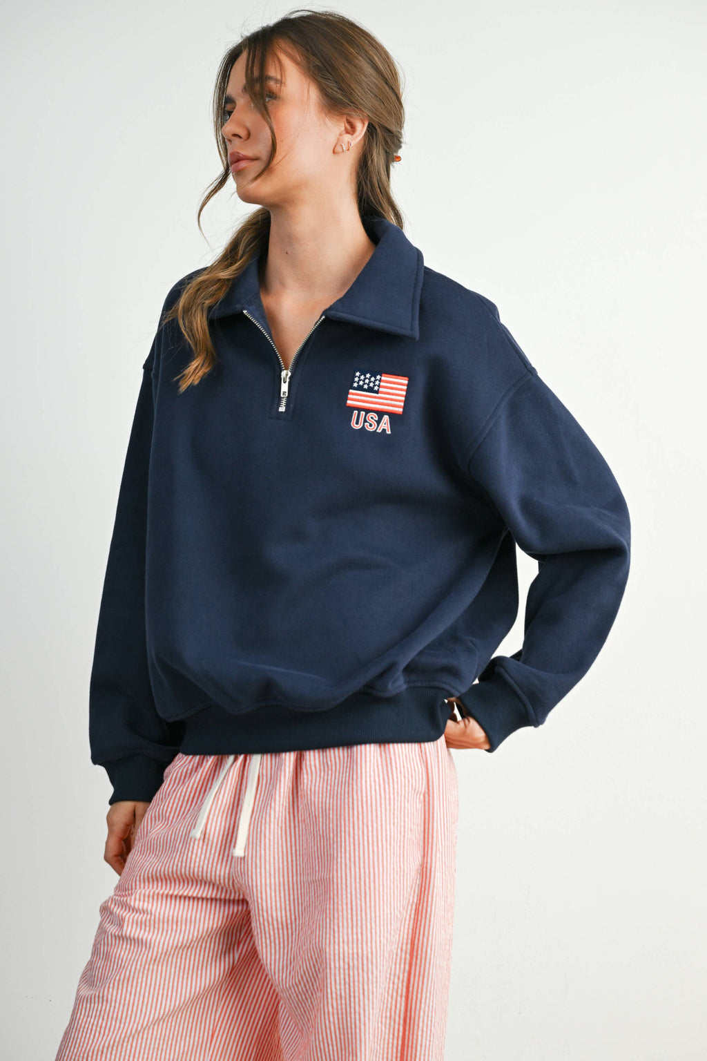 Loose Collared Quarter-Zip