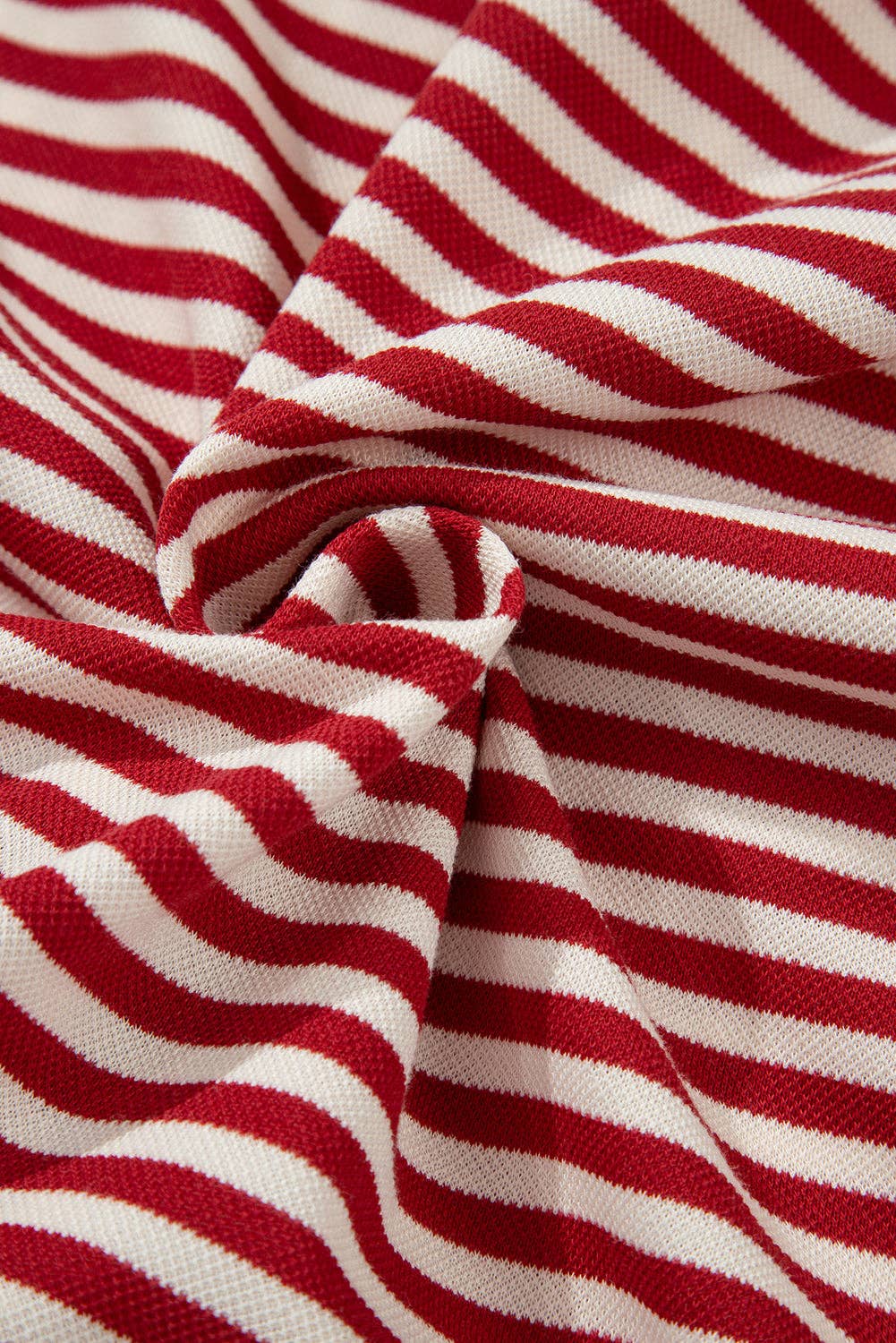 Red Stripe Bowknot Cutout Back Drop Shoulder Wide Bracelet Sleeve Loose Tee