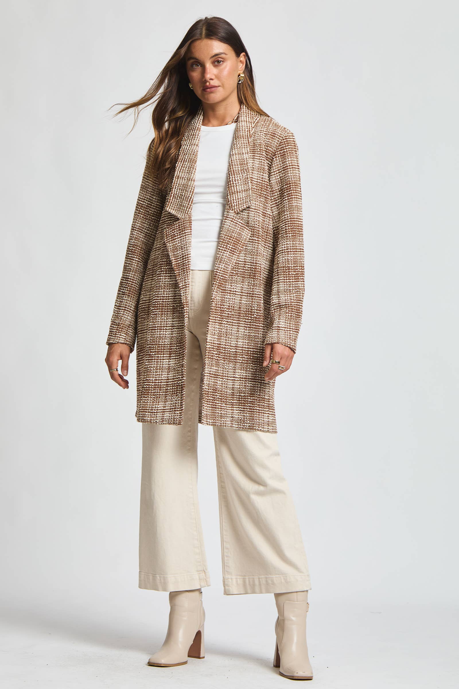 Open Front Midi Blazer