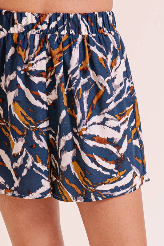 Earthy Print Elastic Waist Shorts 2 Colors Available