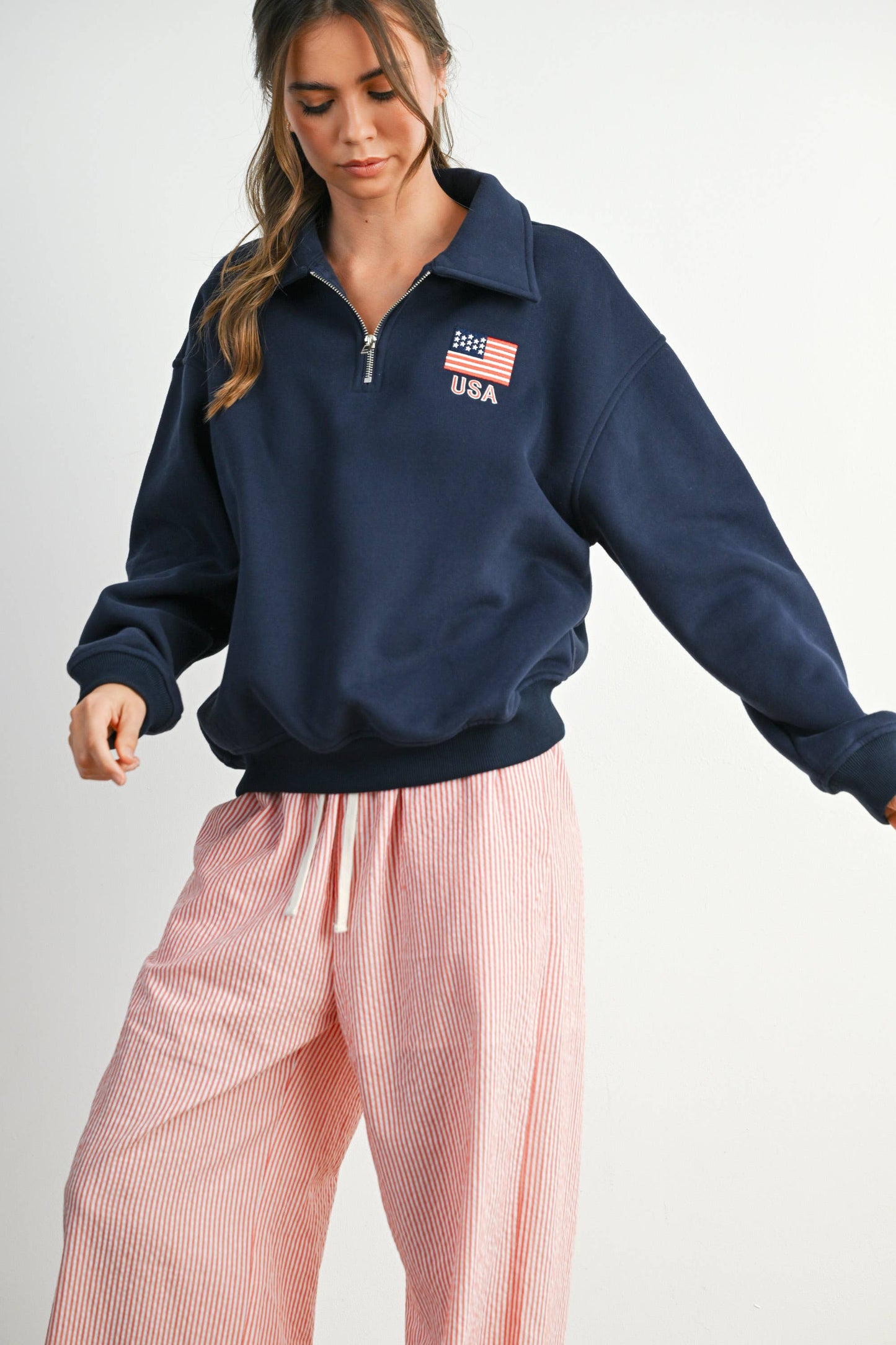 Loose Collared Quarter-Zip