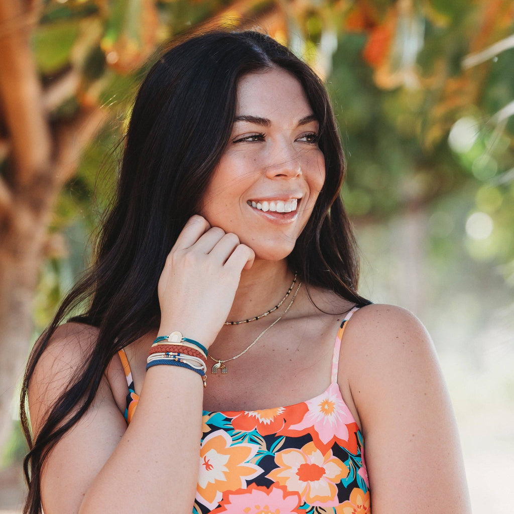 K'lani hair tie bracelets - "Imagine" Gold Rainbow with Colorful Beads Necklace Set