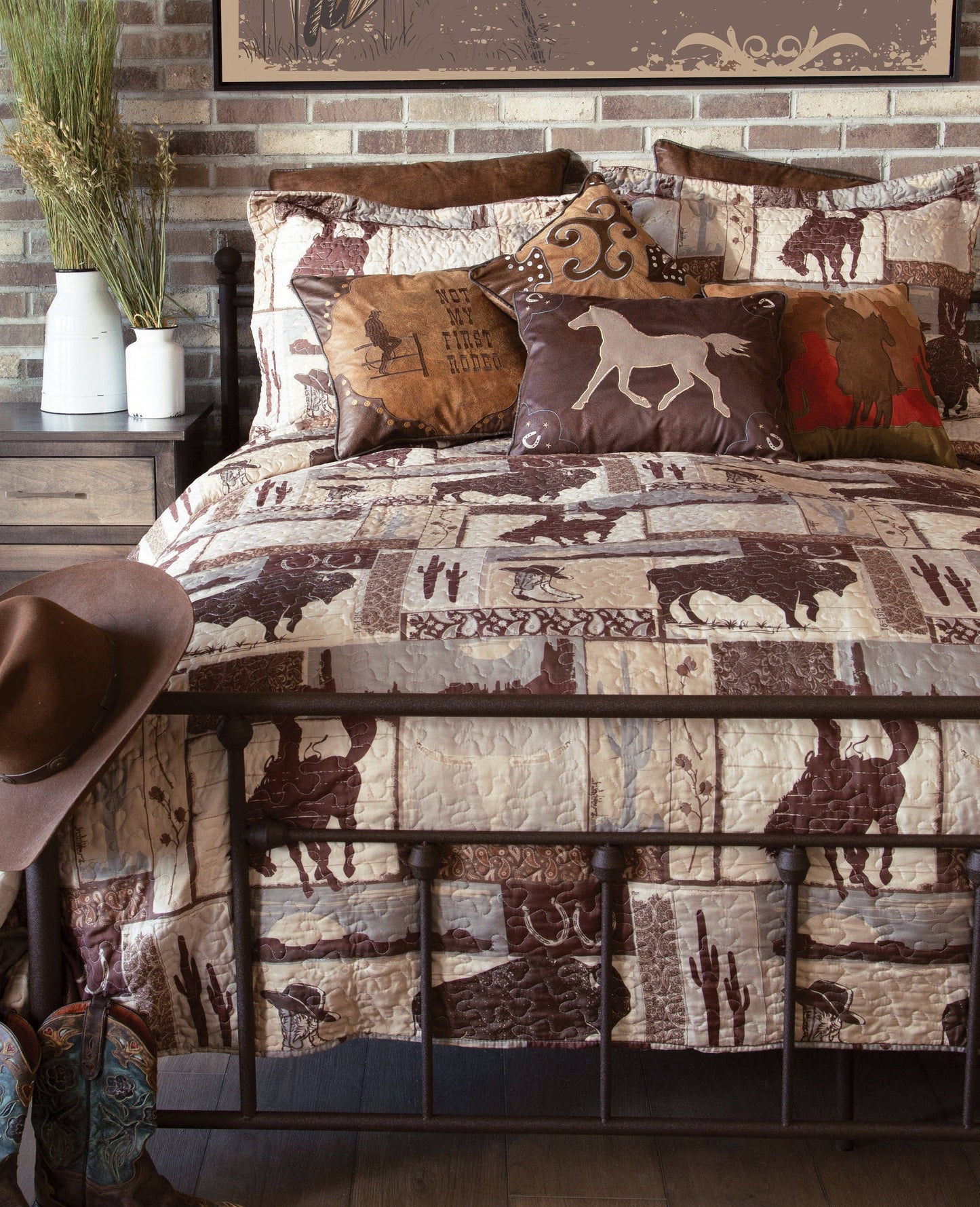 Wrangler Vintage Cowboy Southwestern Quilt Set: King