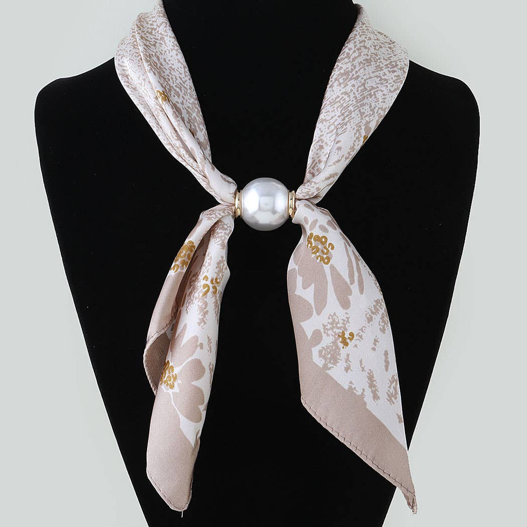 3AM BY H&D ACCESSORIES - Multi Pattern Silk Scarf With Pearl Accent