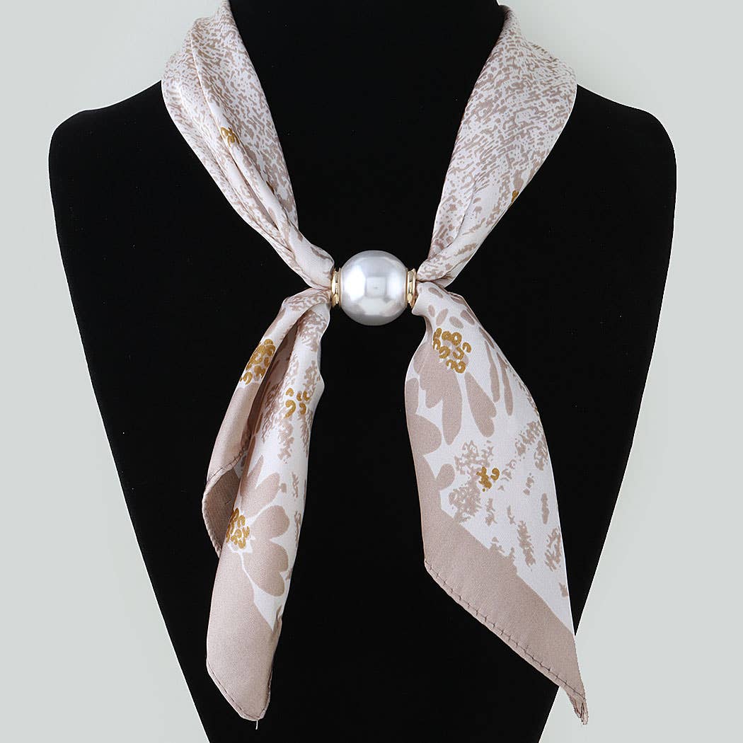3AM BY H&D ACCESSORIES - Multi Pattern Silk Scarf With Pearl Accent