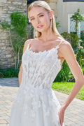 Thin straps boat neckline corset lace underlayer bodice sequin underlayer skirt a line train dress GLGL3755