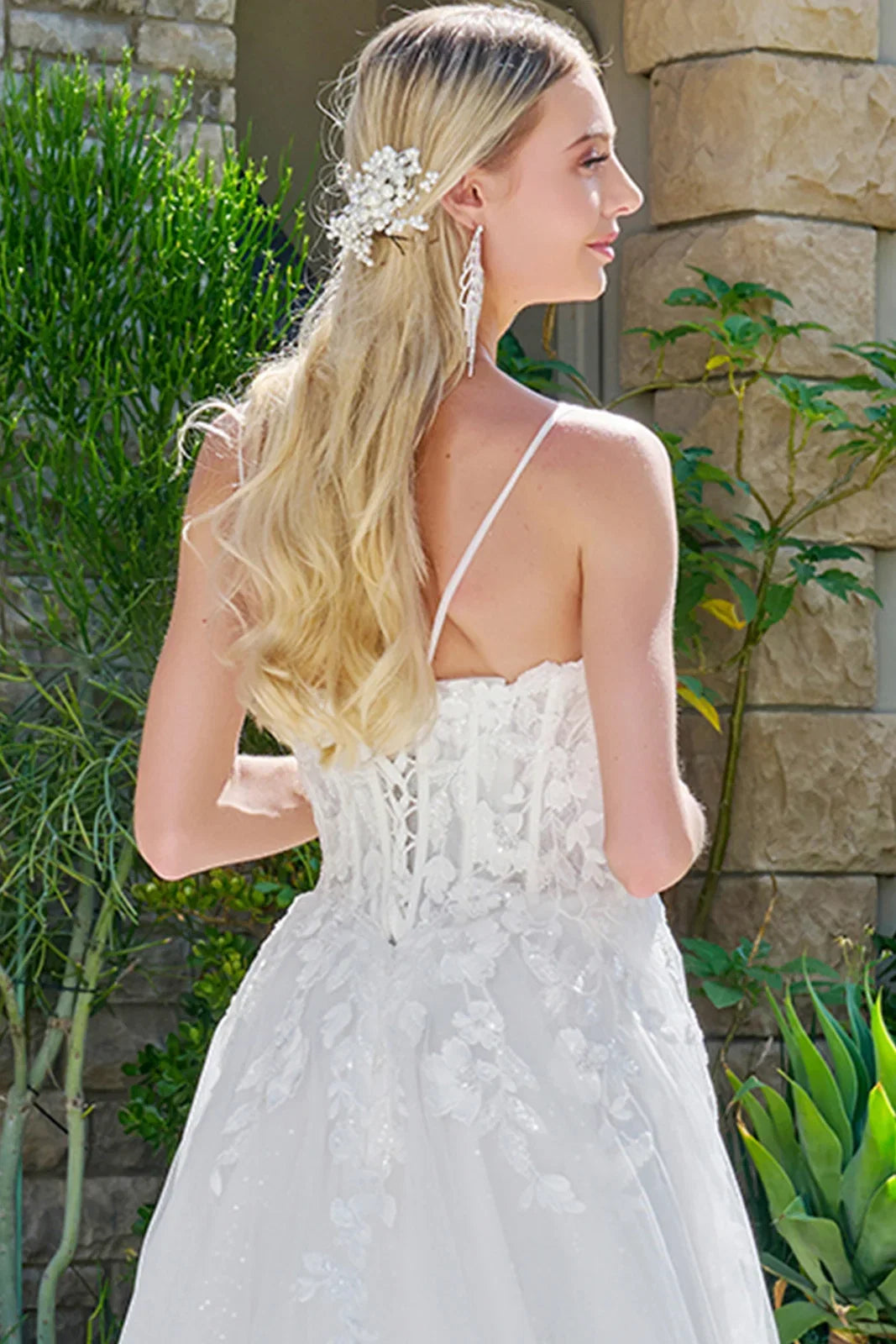 Thin straps boat neckline corset lace underlayer bodice sequin underlayer skirt a line train dress GLGL3755
